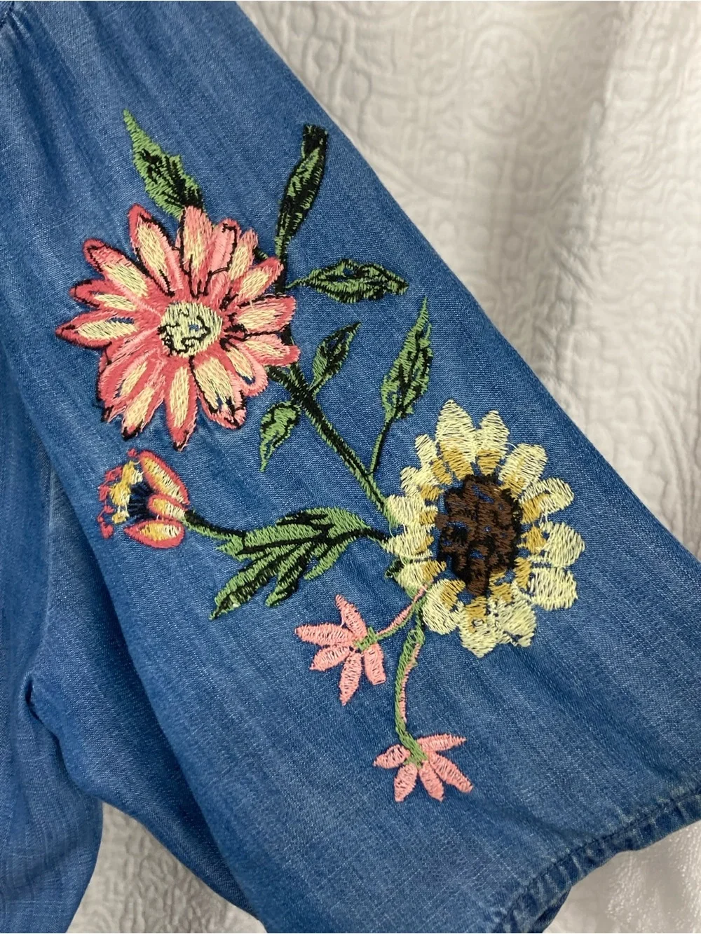 Style & Co. Women’s Floral Embroidered Chambray Lagenlook Kimono sz XXL